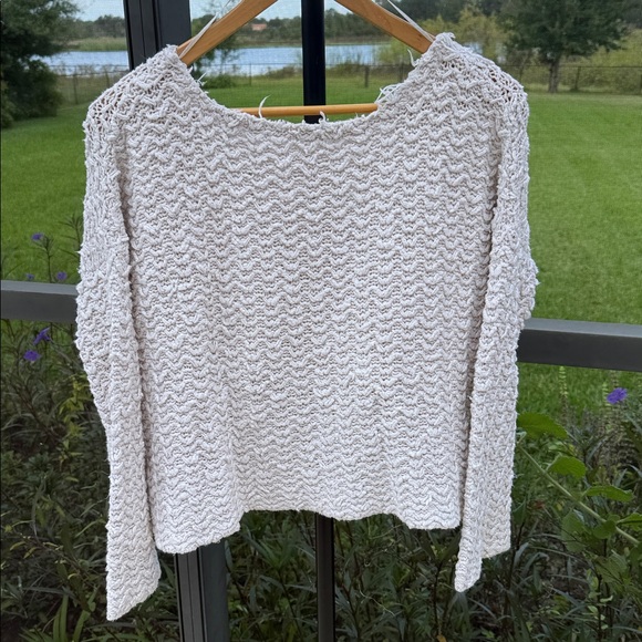 Free People cotton Cream Cropped knit Sweater — small - Picture 2 of 6